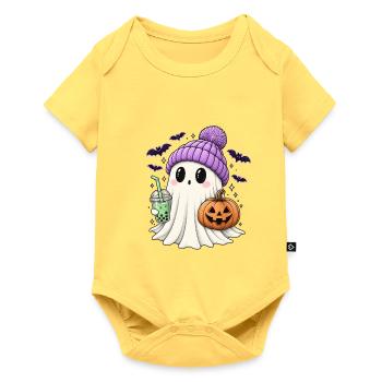 Süßer Halloween Geist - Baby Premium Kurzarmbody - Pastellgelb - Vorne