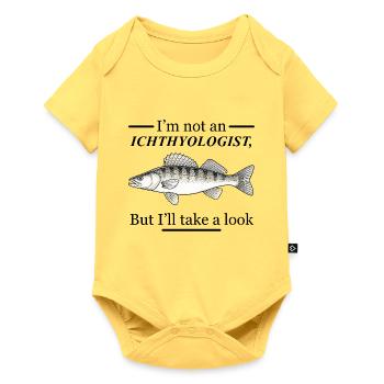 Ichtyologe und Fisch - Baby Premium Kurzarmbody - Pastellgelb - Vorne