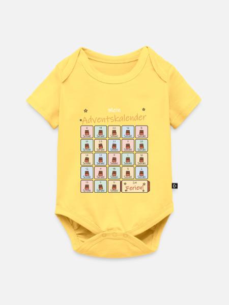 Adventskalender Schoki für Schulkinder - Baby Premium Kurzarmbody - Pastellgelb