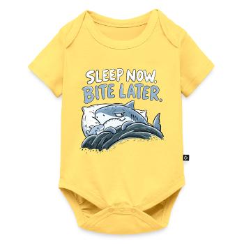 Sleep Now Bite Later Hai Schlaf Humor Haifamilie - Baby Premium Kurzarmbody - Pastellgelb - Vorne