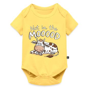 Not In The MOOOOD Kuh Wortspiel Tierhumor - Baby Premium Kurzarmbody - Pastellgelb - Vorne