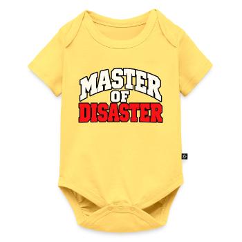 Master of Disaster – Lustiger Chaos Spruch - Baby Premium Kurzarmbody - Pastellgelb - Vorne