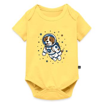 Hund Astronaut Helm Weltraum Hunde Vektor Shirt - Baby Premium Kurzarmbody - Pastellgelb - Vorne
