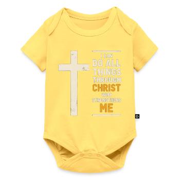 Ich kann alles durch Christus tun, der - Baby Premium Kurzarmbody - Pastellgelb - Vorne
