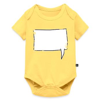 Eckige Sprechblase rechts in Weiß used look - Baby Premium Kurzarmbody - Pastellgelb - Vorne