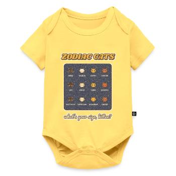 Zodiac-Katzen Alle 12-Sterne-Zeichen - Baby Premium Kurzarmbody - Pastellgelb - Vorne