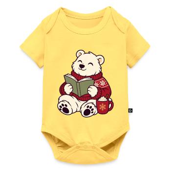 Winterleser Bärchen im Pullover - Baby Premium Kurzarmbody - Pastellgelb - Vorne