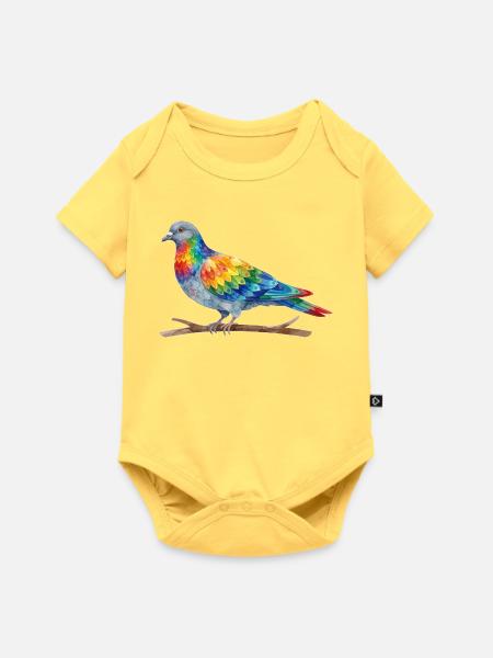 Regenbogenvogel - Baby Premium Kurzarmbody - Pastellgelb