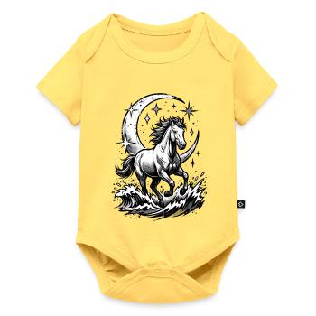 Himmlisches Pferd Halbmond-Comic-Halbton - Baby Premium Kurzarmbody - Pastellgelb - Vorne