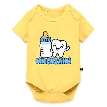 Milchzahn – Süßes Baby & Kinder Zahn Motiv - Baby Premium Kurzarmbody - Pastellgelb - Vorne