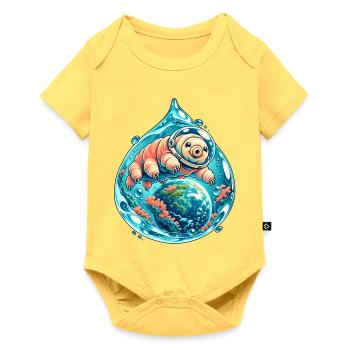 Kleine Tardigrade Kosmische Reise - Baby Premium Kurzarmbody - Pastellgelb - Vorne