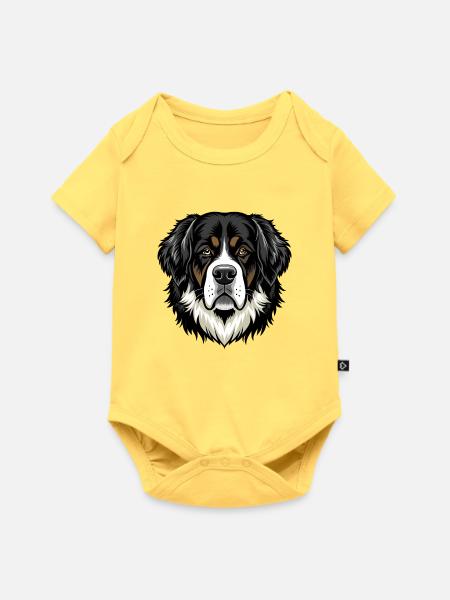 Bernhardiner Hundekopf - Baby Premium Kurzarmbody - Pastellgelb