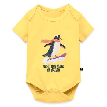 flight was never an option- Lustiger Pinguin - Baby Premium Kurzarmbody - Pastellgelb - Vorne