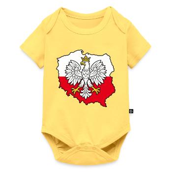 Polnischer Adler auf der zweifarbigen Karte Polens - Baby Premium Kurzarmbody - Pastellgelb - Vorne
