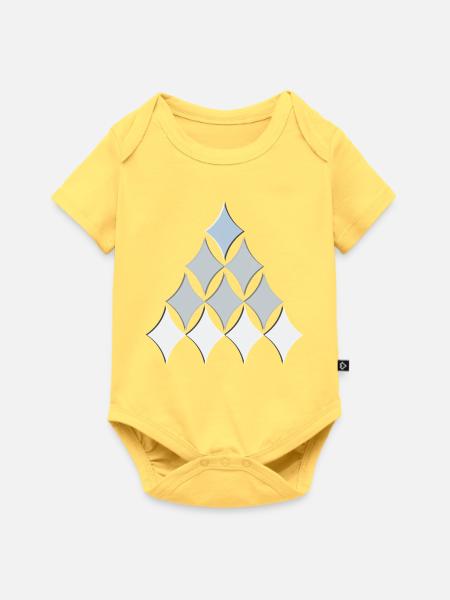 Diamanten Baum Muster - Baby Premium Kurzarmbody - Pastellgelb