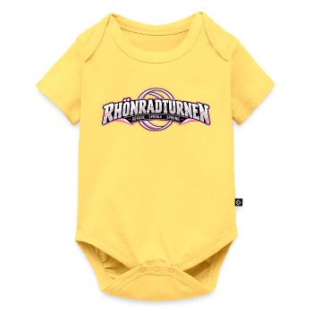 Rhönradturnen Neon Logo - Baby Premium Kurzarmbody - Pastellgelb - Vorne
