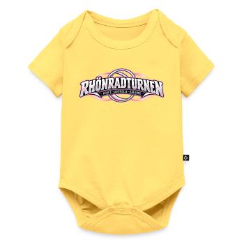 Rhönradturnen Logo Kraft Kontrolle Balance - Baby Premium Kurzarmbody - Pastellgelb - Vorne