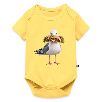 Silbermoewe-mit-Doener Möwe - Baby Premium Kurzarmbody - Pastellgelb - Vorne
