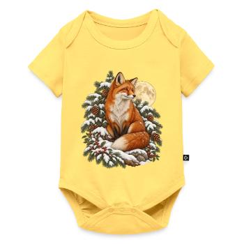 Fuchs im Winterwald - Baby Premium Kurzarmbody - Pastellgelb - Vorne