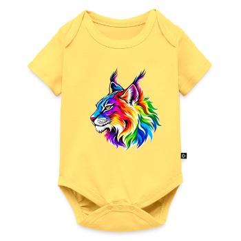 Leuchtender Regenbogen-Luchs - Baby Premium Kurzarmbody - Pastellgelb - Vorne
