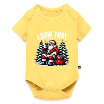 Ich habe diesen Weihnachtsmann "Frohe Weihnachten" lustig gesehen - Baby Premium Kurzarmbody - Pastellgelb - Vorne
