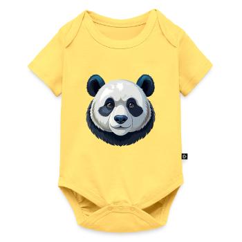 Pandakopf - Baby Premium Kurzarmbody - Pastellgelb - Vorne