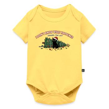 Weihnachtskatze Baum umgeworfen Lustiger Spruch - Baby Premium Kurzarmbody - Pastellgelb - Vorne