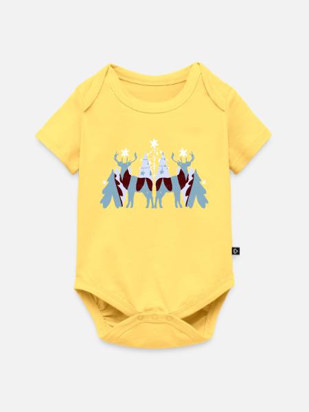 WEIHNACHTSHIRSCHE - Baby Premium Kurzarmbody - Pastellgelb