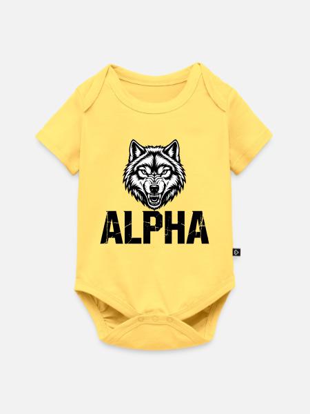 Alpha Wolf Cracked-Logo - Baby Premium Kurzarmbody - Pastellgelb