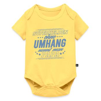 Superhelden ohne Umhang nennt man Papa - Baby Premium Kurzarmbody - Pastellgelb - Vorne