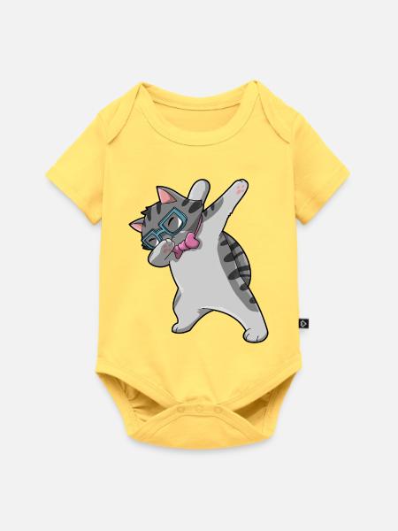 Nerd Katze Dab - Baby Premium Kurzarmbody - Pastellgelb