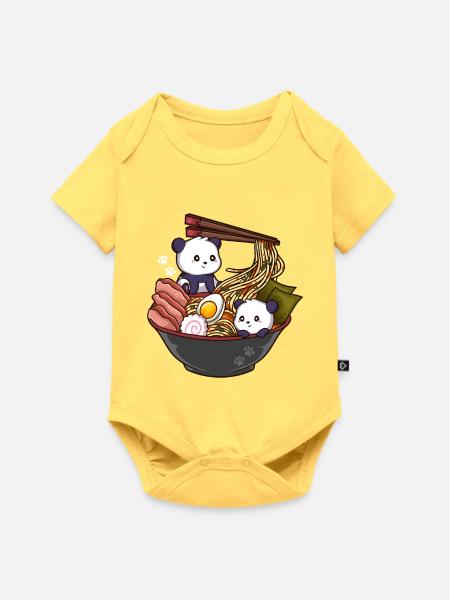 Ramen Panda - Baby Premium Kurzarmbody - Pastellgelb