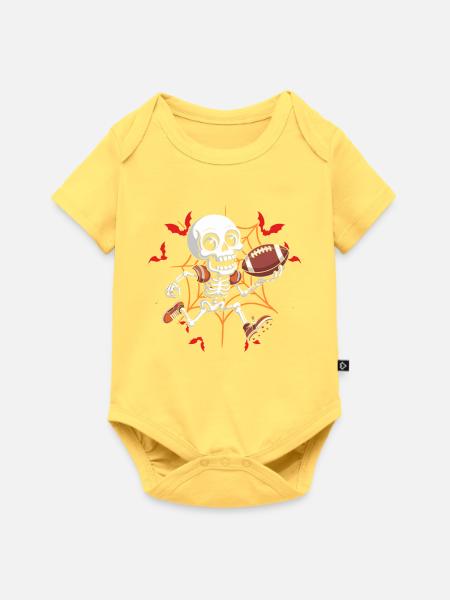 Spooky American Football Skeleton - Baby Premium Kurzarmbody - Pastellgelb