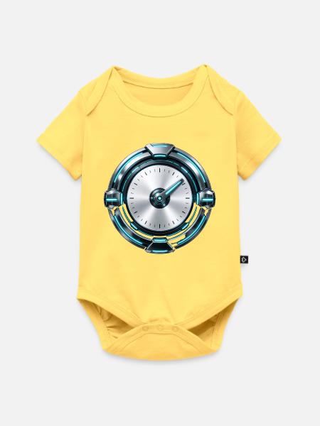 Tacho Cyan Silber - Baby Premium Kurzarmbody - Pastellgelb
