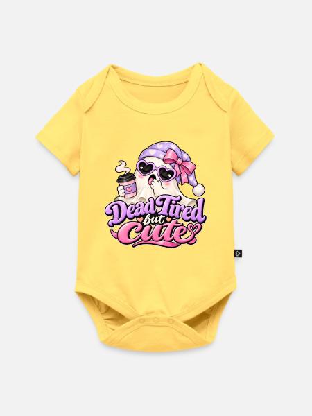 Dead Tired but Cute Halloween - Baby Premium Kurzarmbody - Pastellgelb