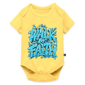 Geh im Glauben – Wasserkunst-Motiv - Baby Premium Kurzarmbody - Pastellgelb - Vorne