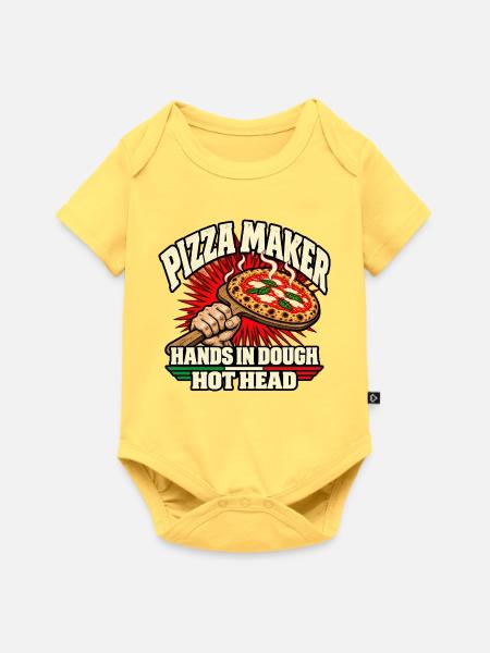 Pizzamacher, Hände im Teig, heißer Kopf - Baby Premium Kurzarmbody - Pastellgelb