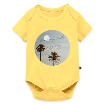 Glauben entwickeln Täglich Palmenbäume Ästhetik - Baby Premium Kurzarmbody - Pastellgelb - Vorne