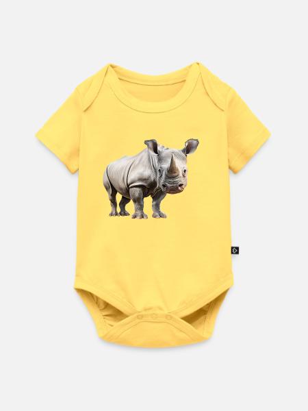 Nashorn - Baby Premium Kurzarmbody - Pastellgelb