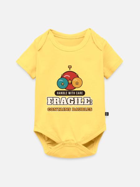 Zerbrechlich: Enthält Kugeln - Baby Premium Kurzarmbody - Pastellgelb