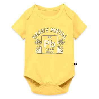 Heavy Metal mit Blei und Rockhänden - Baby Premium Kurzarmbody - Pastellgelb - Vorne