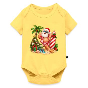 Weihnachten am Meer – Lustiger Weihnachtsmann - Baby Premium Kurzarmbody - Pastellgelb - Vorne