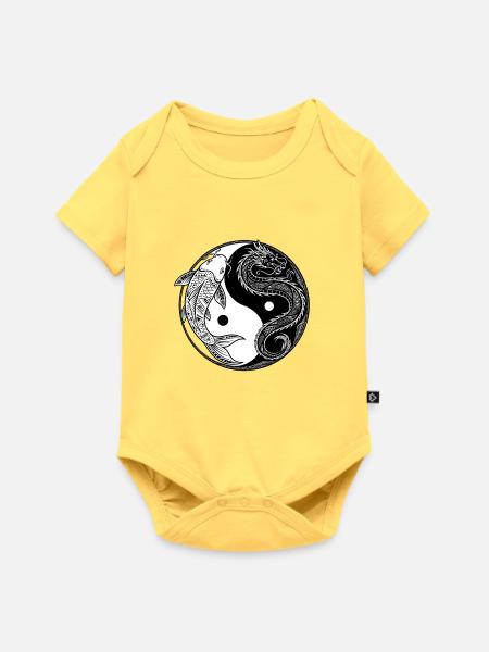 Koi-Drache Yin-Yang-Kreis - Baby Premium Kurzarmbody - Pastellgelb