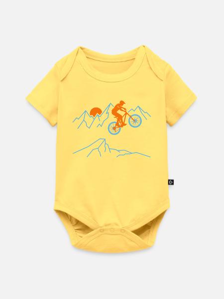 Mountainbike-Sprung Sunset Extreme Cycling Tee - Baby Premium Kurzarmbody - Pastellgelb