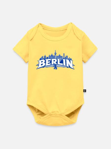 Berlin Skyline Bärenlogo - Baby Premium Kurzarmbody - Pastellgelb
