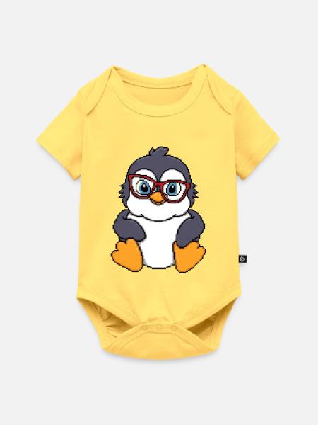 Schiefer Schatten-Pinguin - Baby Premium Kurzarmbody - Pastellgelb