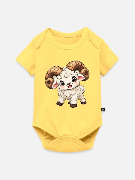 Widder Sternzeichen im Kawaii-Stil - Baby Premium Kurzarmbody - Pastellgelb