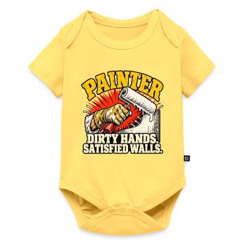 Maler schmutzige Hände zufriedene Wände - Baby Premium Kurzarmbody - Pastellgelb - Vorne