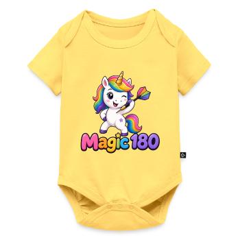 DARTZWERGE - Dart-Einhorn - Baby Premium Kurzarmbody - Pastellgelb - Vorne