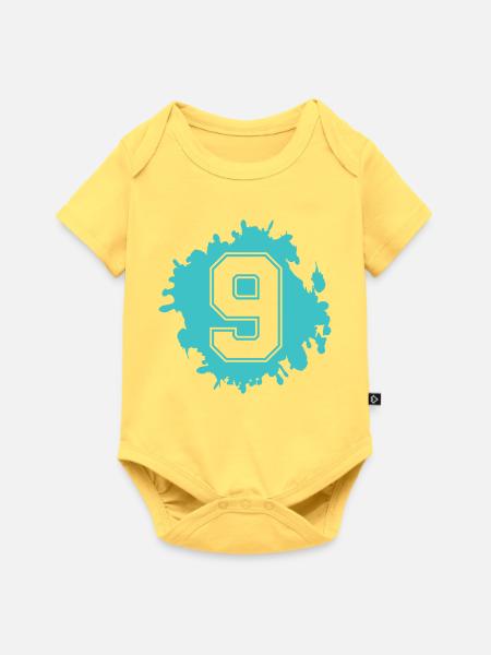 Neun im Neon-Splash - Baby Premium Kurzarmbody - Pastellgelb